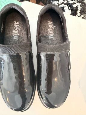 Alegria Black Patent Slip-On Comfort Loafers